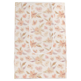 Elegant Watercolor Soft Floral Medium Gift Bag