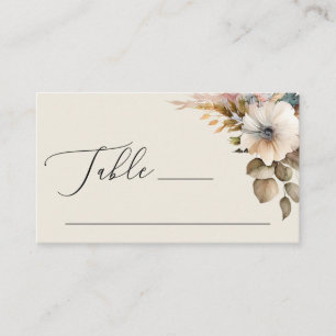 Elegant watercolor soft garden floral boho wedding place card