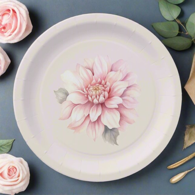 Elegant Watercolor Soft Pink Rose Bridal Shower Paper Plates (Creator Uploaded)