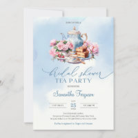 Elegant watercolor soft pink roses tea party