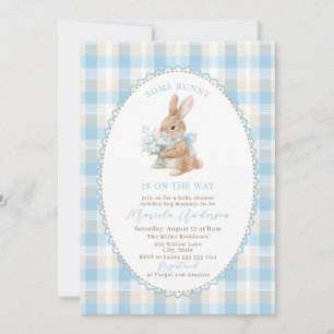 Elegant Watercolor some bunny blue bow Baby Shower Invitation