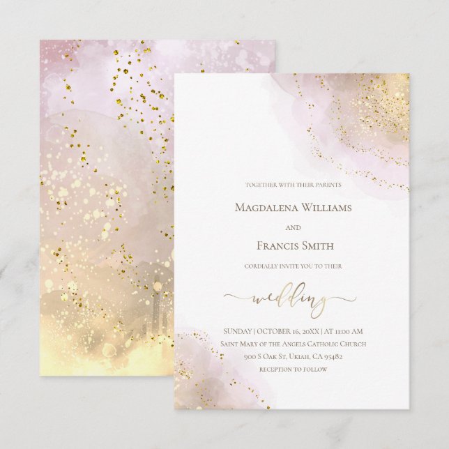 elegant watercolor splash |wedding Invitation (Front/Back)