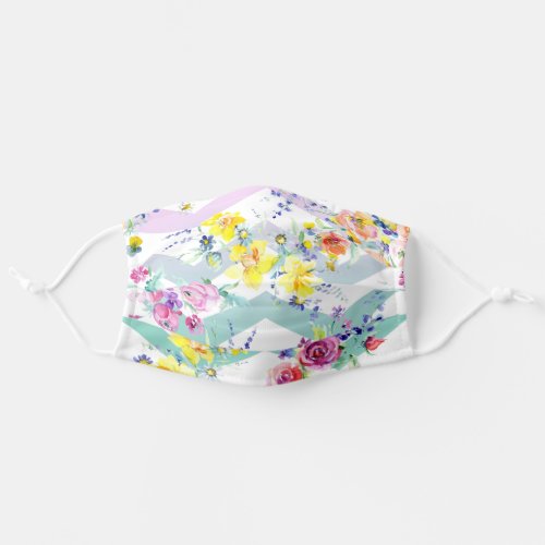 Elegant Watercolor Spring Floral Geometric Pattern Adult Cloth Face Mask