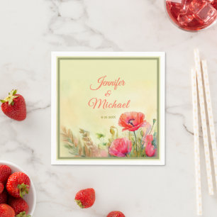 Elegant Watercolor Spring Wedding Napkins