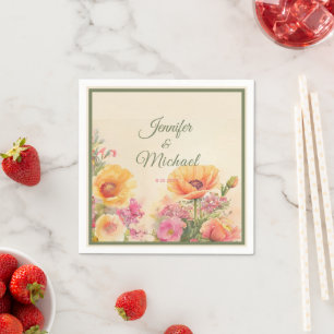 Elegant Watercolor Spring Wedding Napkins