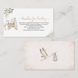 Elegant Watercolor Stork Girl white baby shower bo Enclosure Card