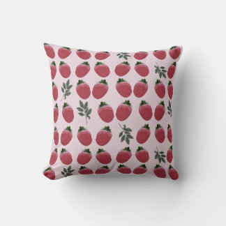 Elegant Watercolor Strawberry Accent Throw Pillow