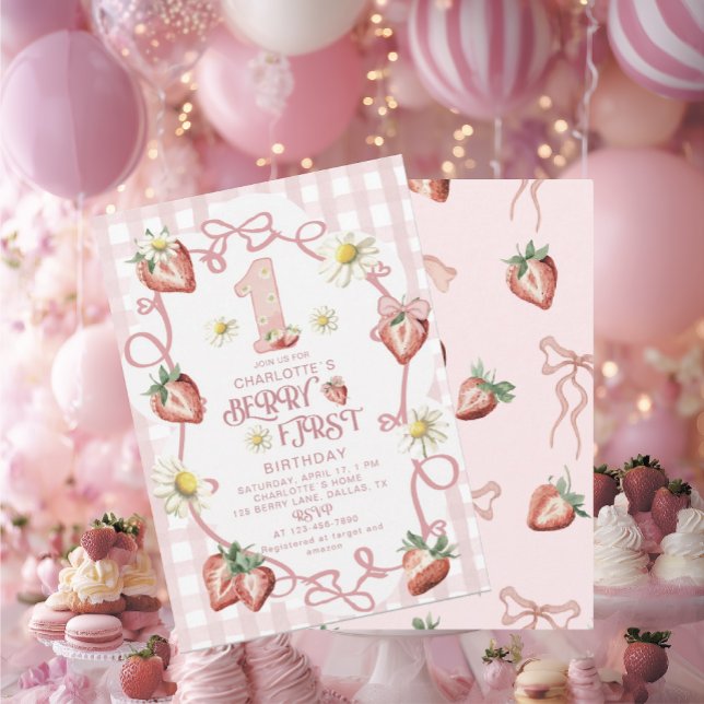 Elegant watercolor  strawberry biFlat Holiday Card (Creator Uploaded)