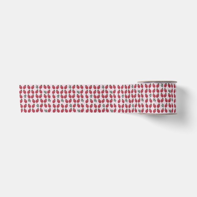 Elegant Watercolor Strawberry Party Favor Satin Ribbon (Front)