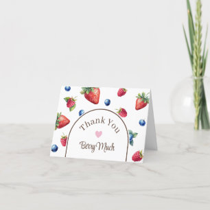 Elegant Watercolor Strawberry Thank You Berry Much Card