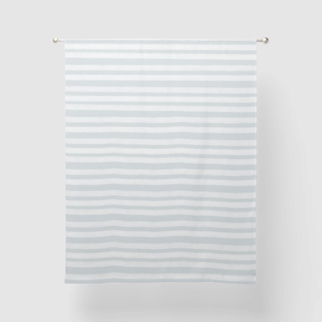 Elegant Watercolor Stripe White Sage Sheer Curtains (Front)