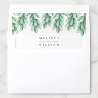 Elegant Watercolor Succulent Bride & Groom Wedding Envelope Liner