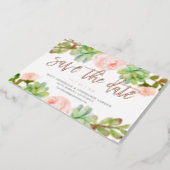Elegant Watercolor Succulent Save The Date Foil Invitation (Rotated)