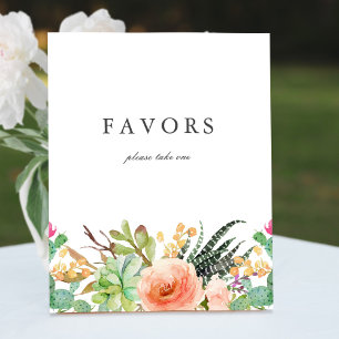 Elegant Watercolor Succulent Wedding Favors Sign