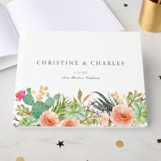 Elegant Watercolor Succulent Wedding  Guest Book (Creator Uploaded)