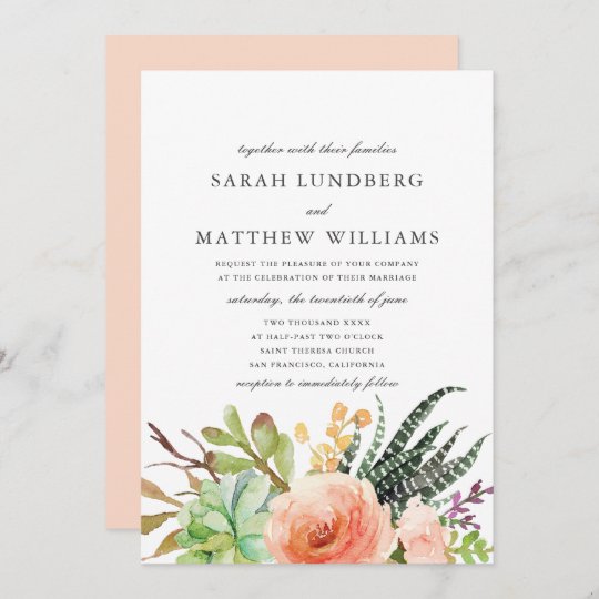 Elegant Watercolor Succulent | Wedding Invitation | Zazzle.com