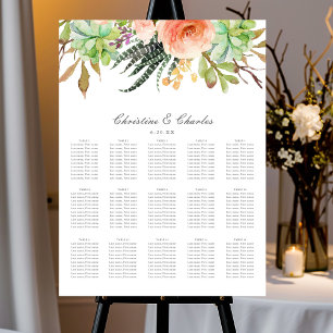 Elegant Watercolor Succulent Wedding Seating Chart
