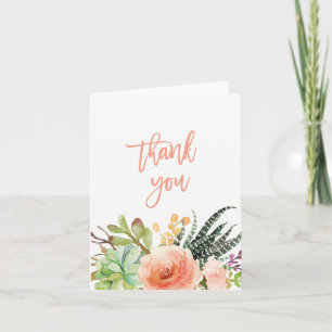 Elegant Watercolor Succulent    Wedding Thank You
