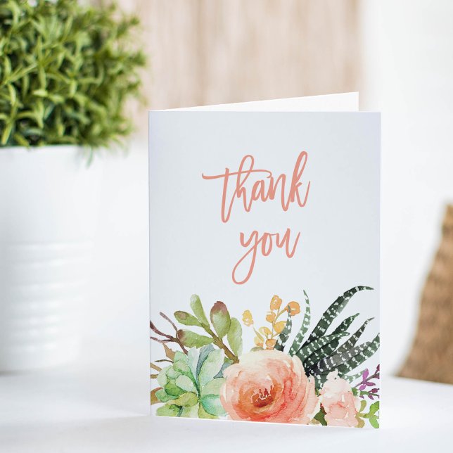 Elegant Watercolor Succulent  | Wedding Thank You Card (Creator Uploaded)