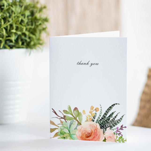 Elegant Watercolor Succulent Wedding Thank You Card (Creator Uploaded)