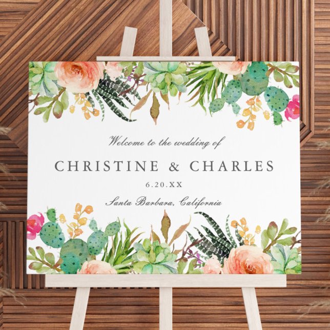 Elegant Watercolor Succulent Wedding Welcome Sign (Creator Uploaded)