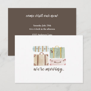 Elegant Watercolor Suitcases Housewarming Invitation