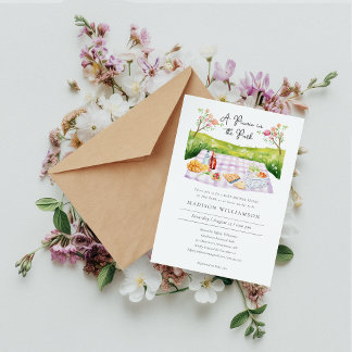 Elegant Watercolor Summer Baby Shower Picnic Invitation