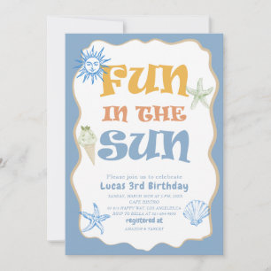 Elegant Watercolor Summer Fun in the sun 3rd Birt Invitation
