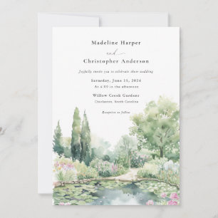 Elegant Watercolor Summer Garden Wedding Invitation