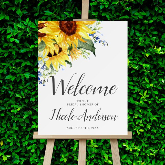 Elegant Watercolor Sunflower Bridal Shower Welcome Foam Board (Creator Uploaded)