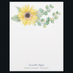 Elegant Watercolor Sunflower Eucalyptus Letterhead<br><div class="desc">This letterhead for her features a botanical watercolor sunflower with eucalyptus leaves. Use the template fields to add your custom information. Perfect for a small business. To see more designs like these visit www.zazzle.com/vginvites

Unique watercolor art and design by Victoria Grigalunas</div>