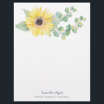 Elegant Watercolor Sunflower Eucalyptus Letterhead<br><div class="desc">This letterhead for her features a botanical watercolor sunflower with eucalyptus leaves. Use the template fields to add your custom information. Perfect for a small business. To see more designs like these visit www.zazzle.com/vginvites

Unique watercolor art and design by Victoria Grigalunas</div>