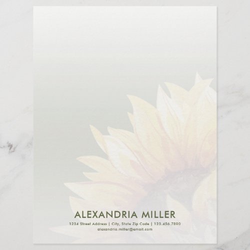 Elegant Watercolor Sunflower Letterhead