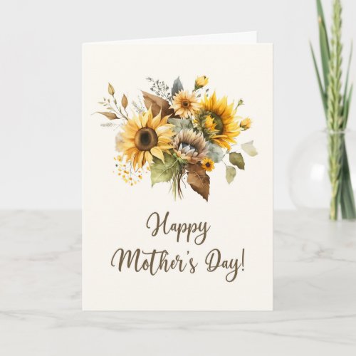 Elegant Watercolor Sunflower Mothers Day card 