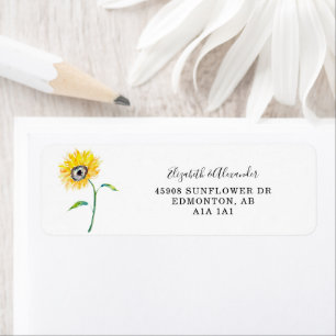 Elegant Watercolor Sunflower Wedding Script Chic Label