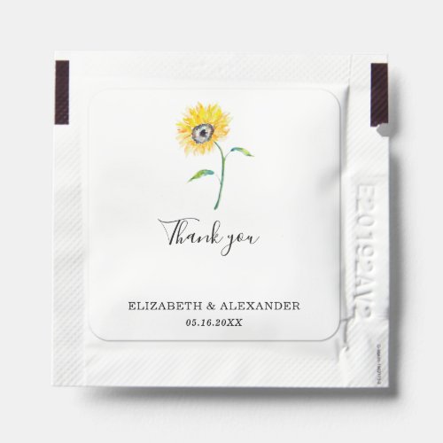 Elegant Watercolor Sunflower Wedding Simple Chic Hand Sanitizer Packet