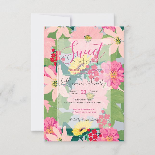 Elegant Watercolor Sunflowers Blush Floral Gray Invitation (Front)