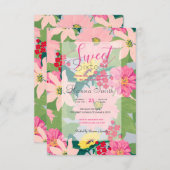 Elegant Watercolor Sunflowers Blush Floral Gray Invitation (Front/Back)