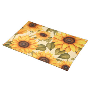 Elegant Watercolor Sunflowers Cloth Placemat
