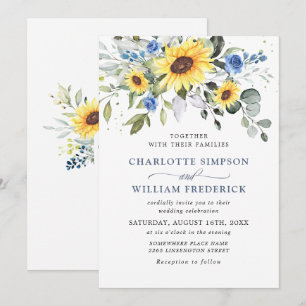 Elegant Watercolor Sunflowers Eucalyptus Wedding Invitation
