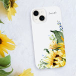 Elegant Watercolor Sunflowers Floral Personalized iPhone 11 Case<br><div class="desc">Beautiful watercolor yellow sunflowers and blue wildflowers with greenery. Customize with your name or monogram. The modern calligraphy script font can be changed to any of your choice.</div>