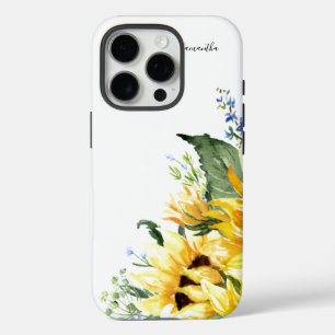 Elegant Watercolor Sunflowers Floral Personalized iPhone 16 Pro Case