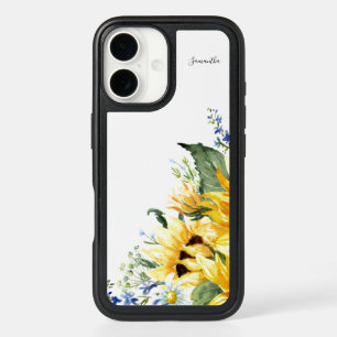 Elegant Watercolor Sunflowers Floral Personalized iPhone 16 Case