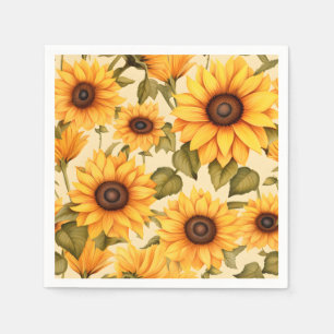 Elegant Watercolor Sunflowers Napkins