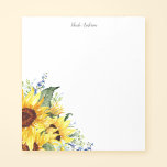 Elegant Watercolor Sunflowers Personalized Notepad<br><div class="desc">This beautiful sunflower notepad design features hand-painted yellow watercolor sunflowers and wildflowers. Easily change the font style and color to personalize just for you.</div>