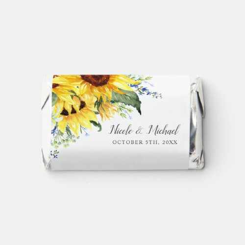 Elegant Watercolor Sunflowers Personalized Wedding Hersheys Miniatures