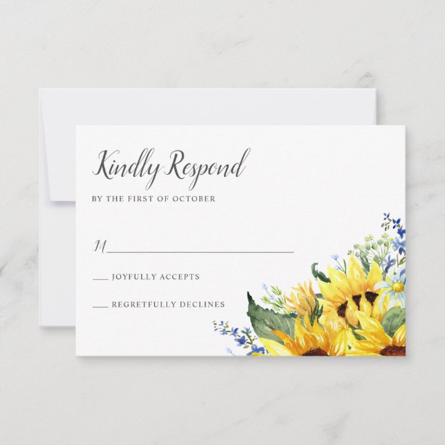 Elegant Watercolor Sunflowers RSVP Card (Front)