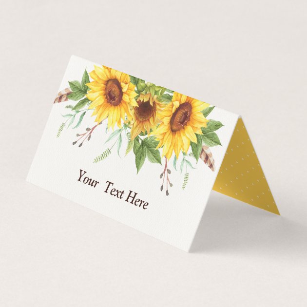 Stunning Watercolour Sunflower Wedding Table Seating Name Place Cards