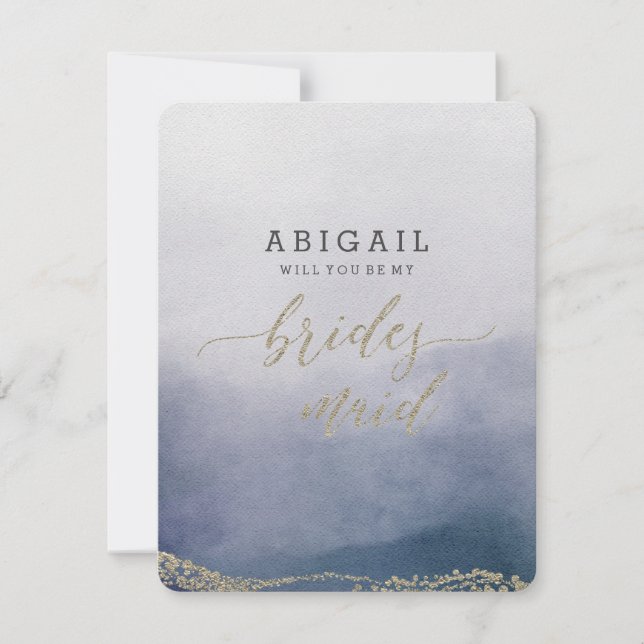 Elegant Watercolor Surf Will You Be My Bridesmaid Invitation (Front)