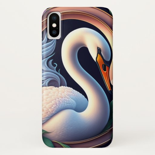 Elegant Watercolor Swan in Oriental Flower  iPhone X Case